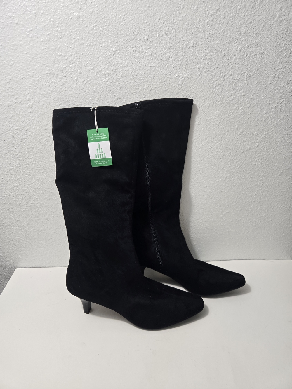 Impo Black Knee-High Suede Heeled Boots